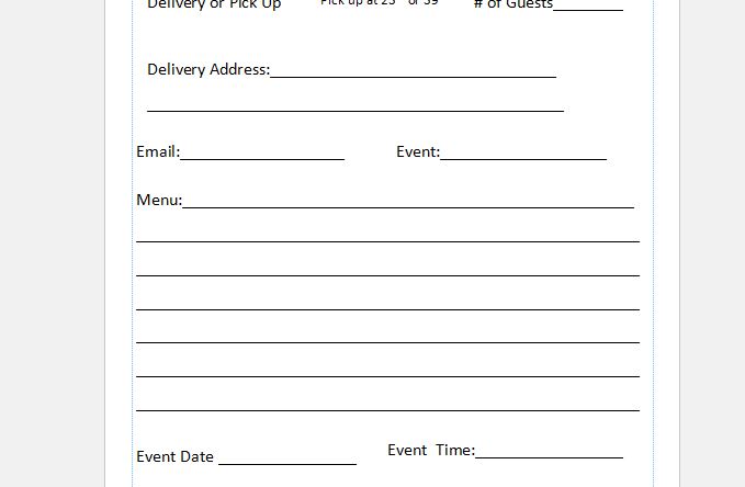 catering order form template 2